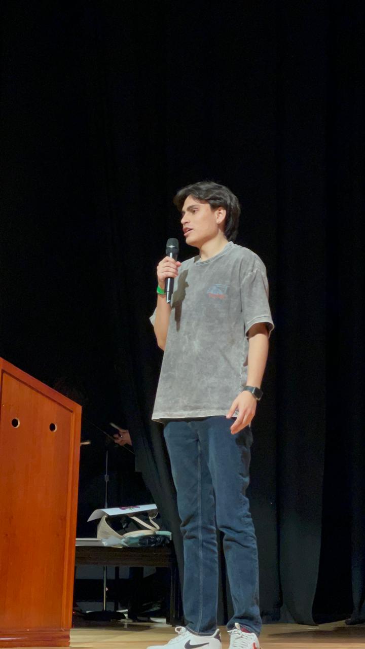 Matthew Salazar working at a desk